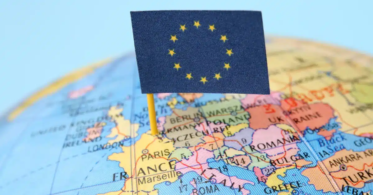 EU EIA governance map of Europe with EU flag